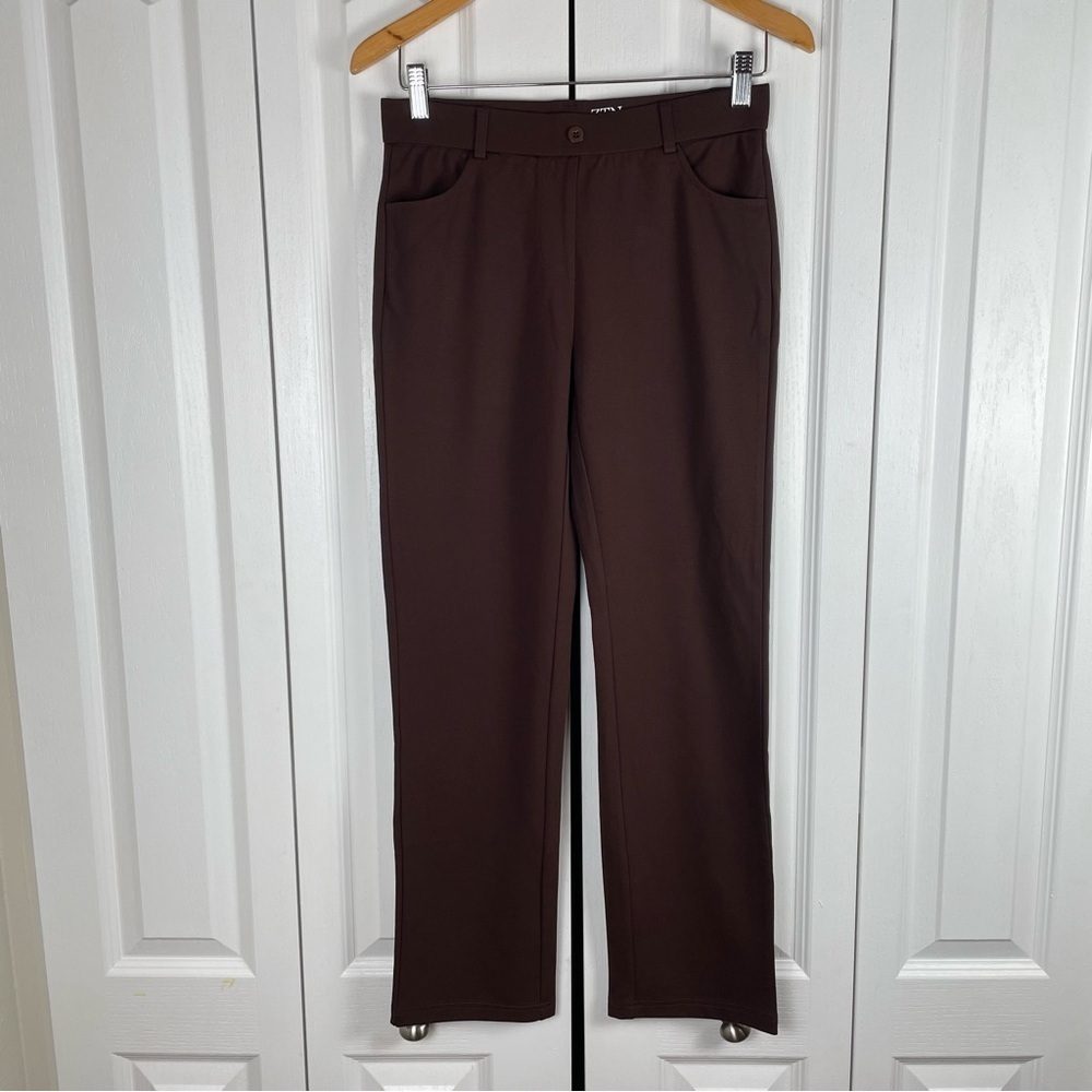ZTN Stretchy Dress Pants Trousers Womens S Brown Straight Slacks Business Office - Picture 4 of 16